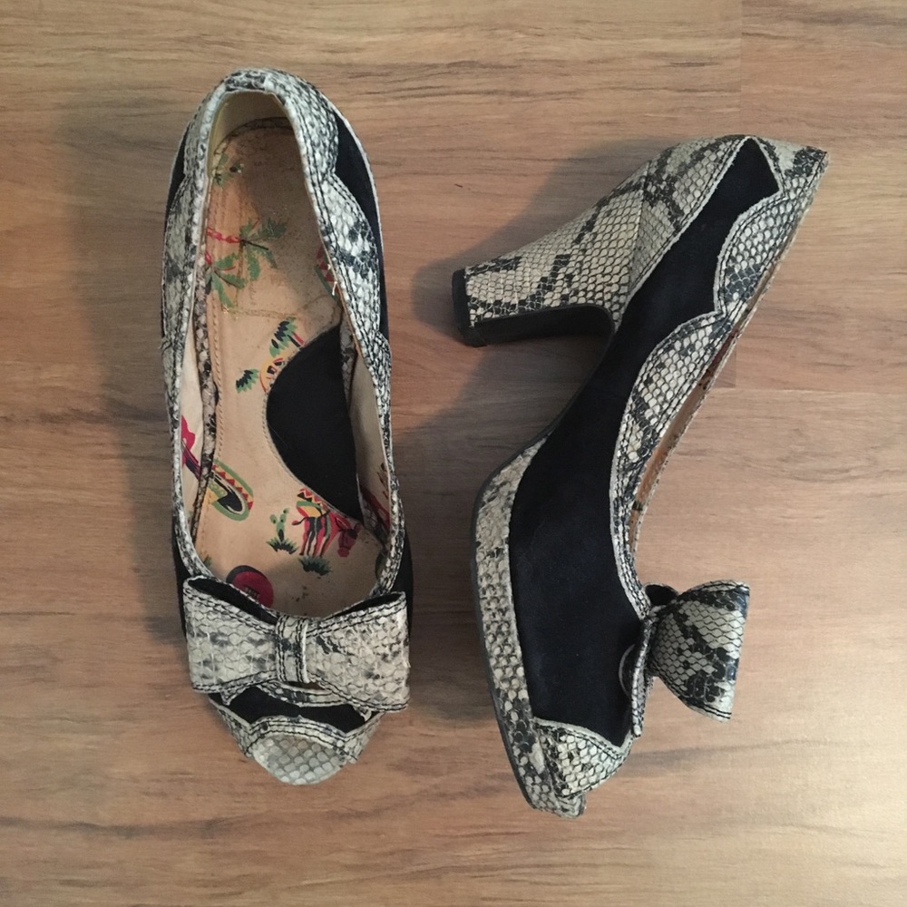 Miss L. Fire Snakeskin Heels